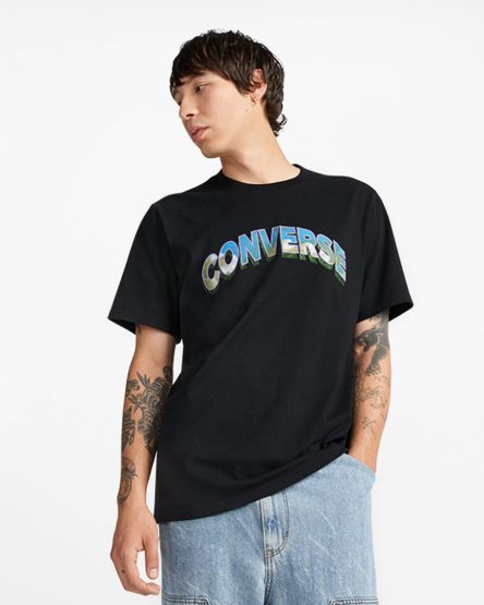 T-Shirts Barbati Converse Cloud Fill Logo Negrii | RO ASJCF867